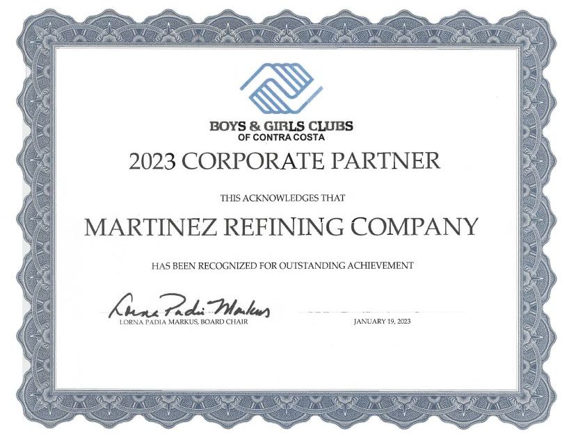 2023 Corporate Partner Award certificate
